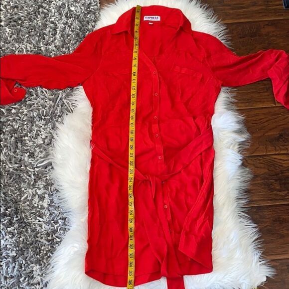 Express Portofino Red Button Closure Dress Feminine Event Work Wear Casual - Picture 10 of 10